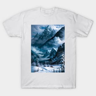 Gorgeous Mountains Towering Over a Winter Scene T-Shirt